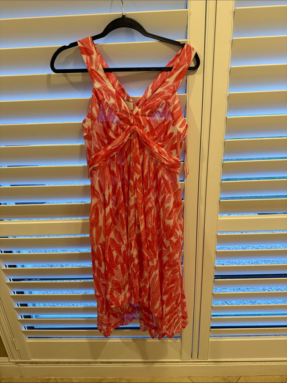 Anthropologie Sleeveless Coral & White Patterned Sundress size 10